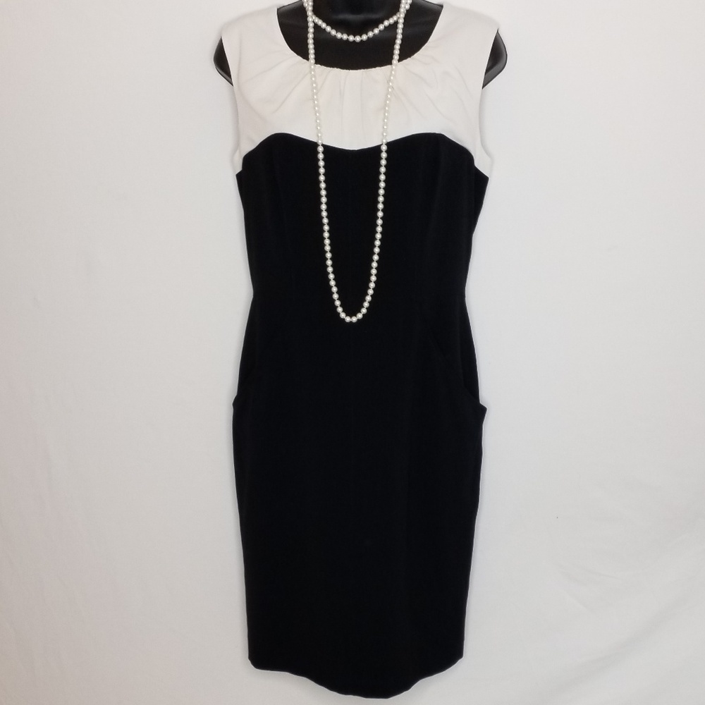 Calvin Klein, Black and Off White Dress, Size 12